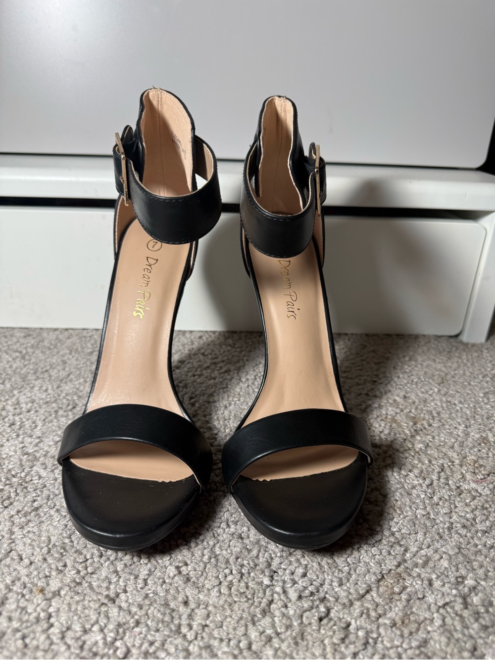Dream Pairs Black Open-Toe Ankle-Strap Heels
